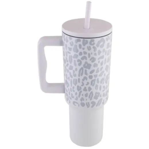 Leopard Print Travel Mug White Side